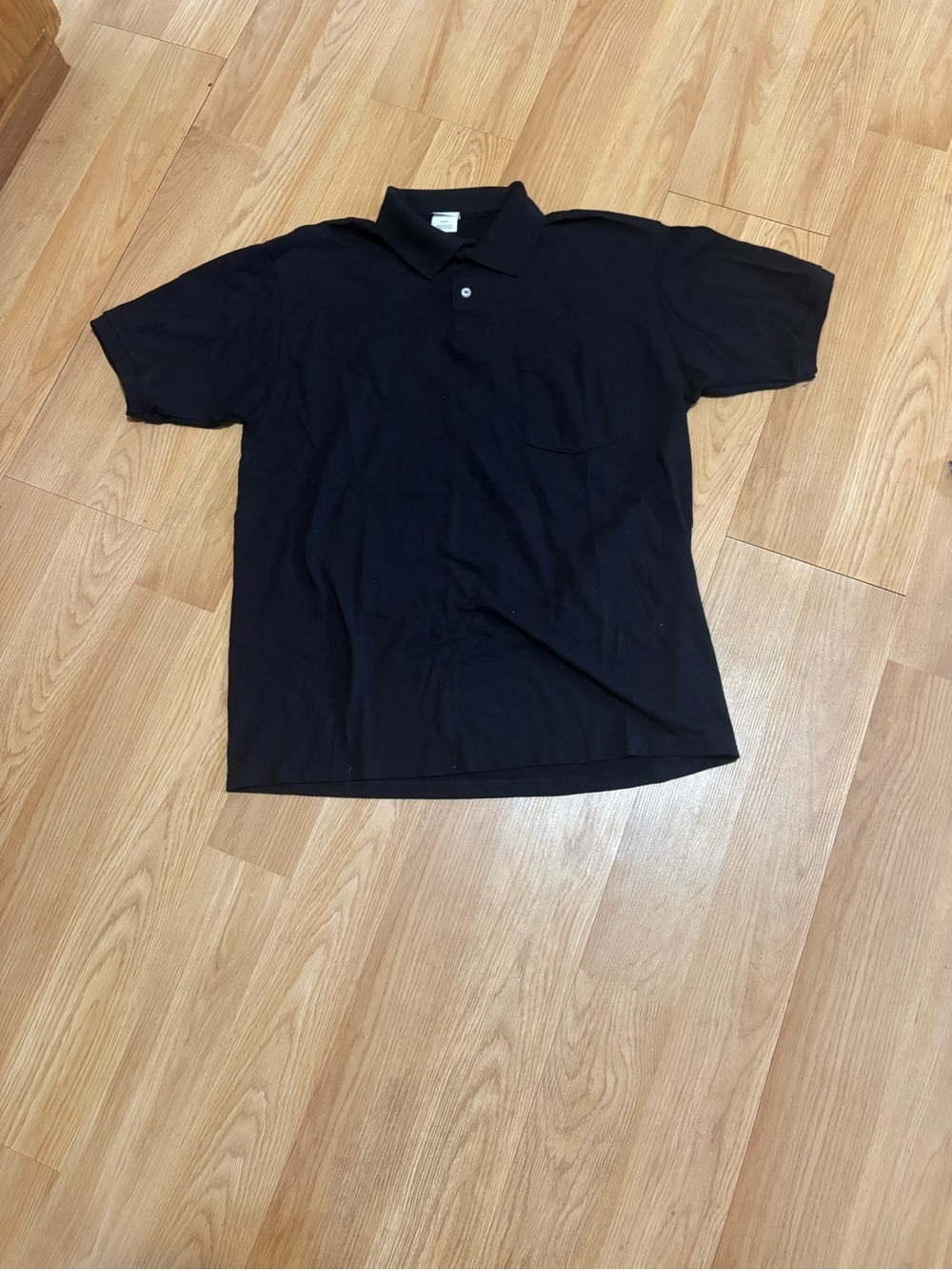 Hanes Black Short-Sleeve Polo with Chest Pocket